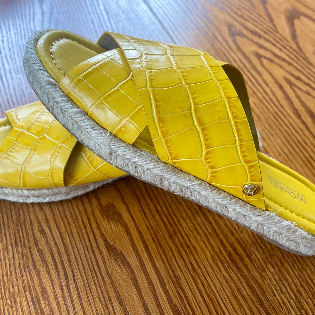Nwot Michael Kors Yellow Croc-Embossed Espadrilles